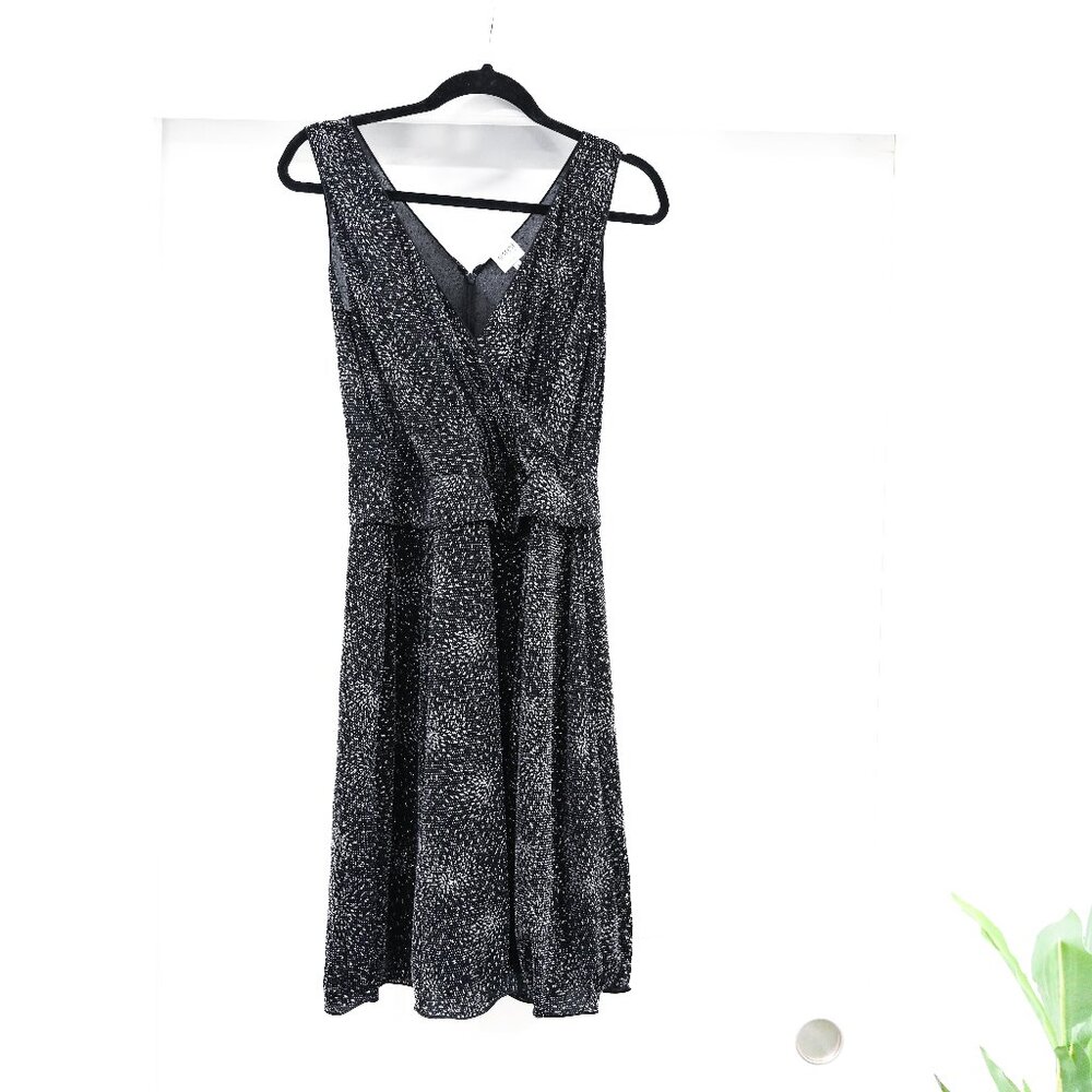 Armani Collezioni Size 8 Black Shear Silver Glitter Sleeveless Dress
